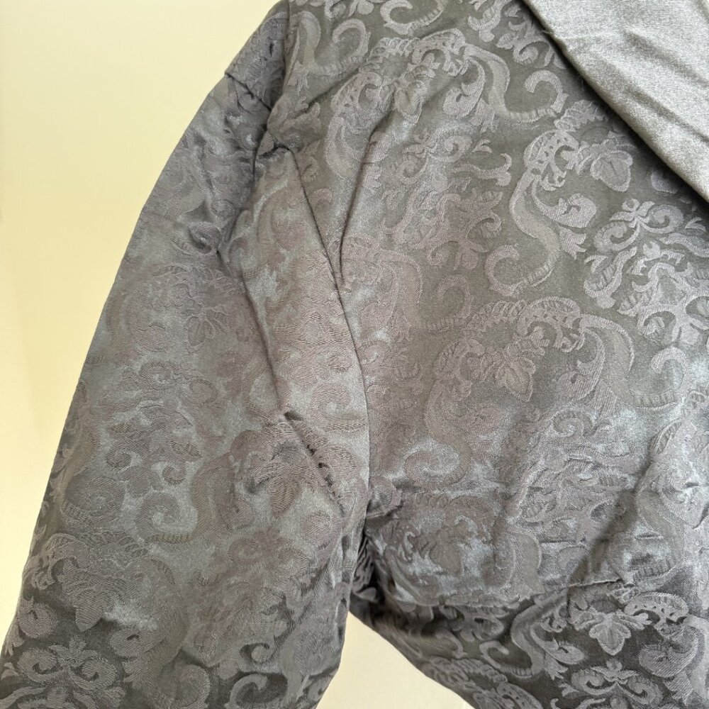 Plus size Black Satin Victorian Damask jacquard Bolero Jacket, 3/4 Sleeves, 3XL - Picture 7 of 9